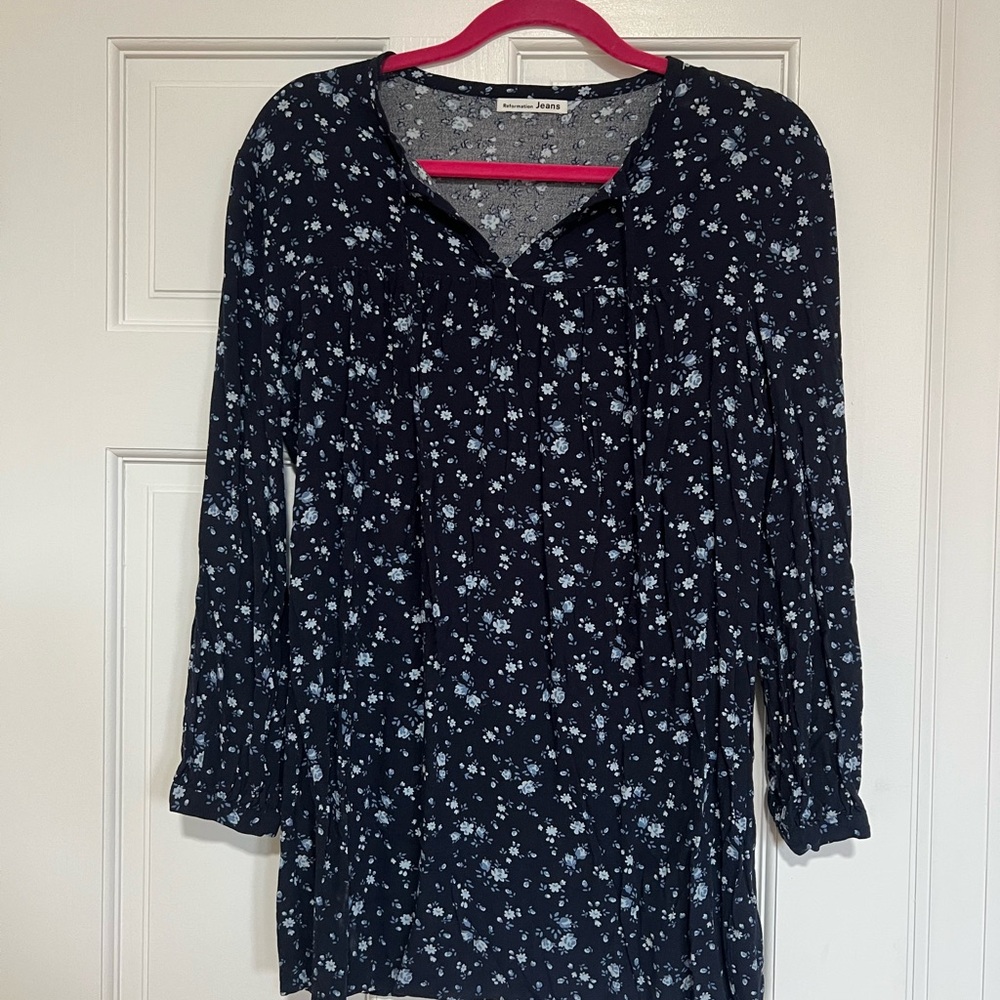 Reformation Black and White Floral Mini Dress